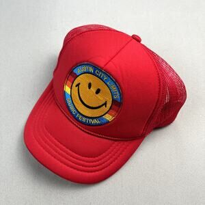 Austin City Limits Music Festival Hat Snapback Red Aviator Nation Smiley Face